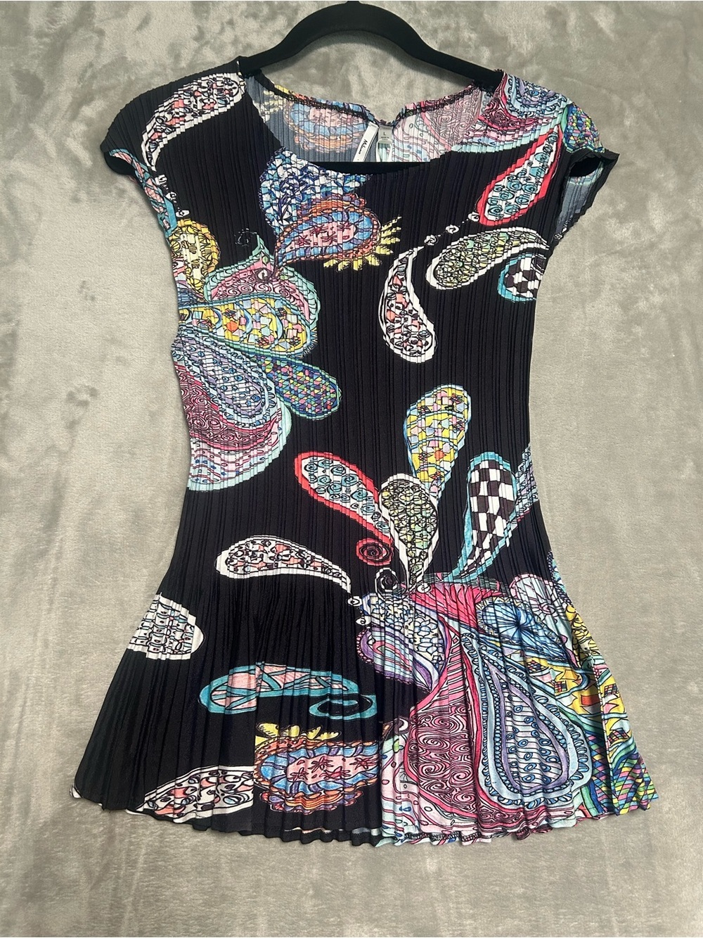 Milano Stretch Cap Sleeve Top Women’s Large Y2K Style Abstract Colorful